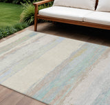 8' X 10' Ivory Abstract Washable Indoor Outdoor Area Rug