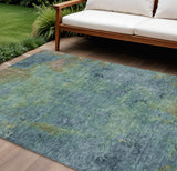 8' X 10' Blue Abstract Washable Indoor Outdoor Area Rug