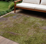 8' X 10' Green Abstract Washable Indoor Outdoor Area Rug