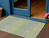 3' X 5' Artichoke Green Striped Washable Indoor Outdoor Area Rug