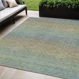 5' X 8' Blue Striped Washable Indoor Outdoor Area Rug