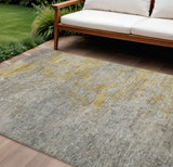 8' X 10' Gray Abstract Washable Indoor Outdoor Area Rug