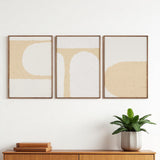 Set Of Three Encore Brown Framed Minimalistic Wall Art