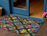 3' X 5' Black Yellow And Green Geometric Washable Indoor Outdoor Area Rug