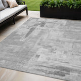 5' X 8' Gray And Off White Abstract Washable Indoor Outdoor Area Rug