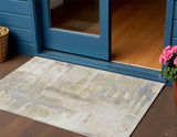 3' X 5' Ivory And Beige Abstract Washable Indoor Outdoor Area Rug