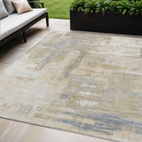 5' X 8' Ivory And Beige Abstract Washable Indoor Outdoor Area Rug