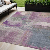 5' X 8' Lavender And Purple Abstract Washable Indoor Outdoor Area Rug