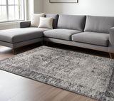9' X 12' Gray And Charcoal Moroccan Distressed Area Rug
