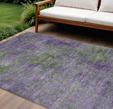 8' X 10' Purple And Green Abstract Washable Indoor Outdoor Area Rug