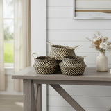 Set of Three Brown Nesting Water Hyacinth Basket