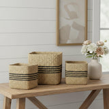 Set of Three Gray Nesting Water Hyacinth Basket
