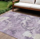 8' X 10' Lavender And Lilac Abstract Washable Indoor Outdoor Area Rug
