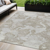 5' X 8' Taupe And Brown Abstract Washable Indoor Outdoor Area Rug