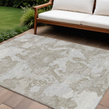 8' X 10' Taupe And Brown Abstract Washable Indoor Outdoor Area Rug