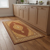 9' Red And Beige Moroccan Runner Rug