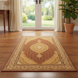 7' Red And Beige Moroccan Runner Rug