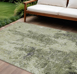 8' X 10' Artichoke Green And Fern Green Abstract Washable Indoor Outdoor Area Rug