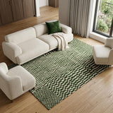 7' X 9' Green And Beige Geometric Washable Area Rug With UV Protection