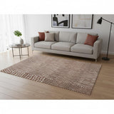 6' X 8' Brown And Beige Geometric Berber Washable Area Rug With UV Protection
