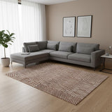 7' X 9' Brown And Beige Geometric Berber Washable Area Rug With UV Protection