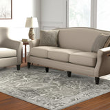 5' X 7' Gray And Beige Tribal Washable Area Rug With UV Protection