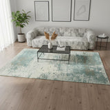 6' X 8' Green White And Gray Abstract Washable Area Rug With UV Protection