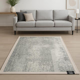 7' X 9' Gray White And Brown Abstract Washable Area Rug With UV Protection