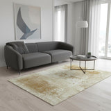 6' X 8' Gold And Beige Abstract Washable Area Rug With UV Protection