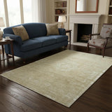 5' X 7' Brown And White Medallion Washable Area Rug With UV Protection