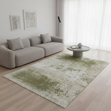 6' X 8' Green Beige And White Abstract Washable Area Rug With UV Protection