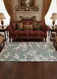 8' Blue And White Oriental Washable Round Rug With UV Protection