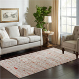 5' X 7' Gray White And Orange Tribal Washable Area Rug With UV Protection