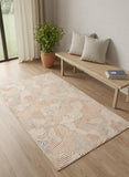 2' X 5' Beige Orange And Brown Geometric Washable Area Rug With UV Protection
