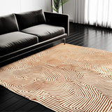 6' X 8' Beige Orange And Brown Geometric Washable Area Rug With UV Protection