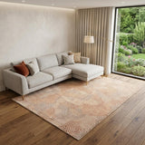 7' X 9' Beige Orange And Brown Geometric Washable Area Rug With UV Protection