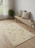 2' X 5' Beige Gold And Brown Geometric Washable Area Rug With UV Protection