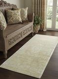 2' X 5' Brown And White Medallion Washable Area Rug With UV Protection