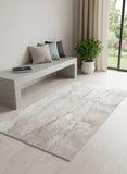 2' X 5' Gray And White Abstract Washable Area Rug With UV Protection