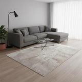 7' X 9' Gray And White Abstract Washable Area Rug With UV Protection
