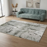6' X 8' Green And White Abstract Washable Area Rug With UV Protection