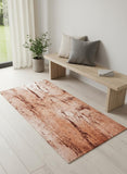 2' X 5' Orange Brown And White Abstract Washable Area Rug With UV Protection