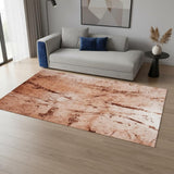 5' X 7' Orange Brown And White Abstract Washable Area Rug With UV Protection