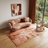 6' X 8' Orange Brown And White Abstract Washable Area Rug With UV Protection