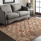 6' X 8' Orange And Red Tribal Washable Area Rug With UV Protection