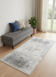 2' X 5' Gray White And Brown Abstract Washable Area Rug With UV Protection