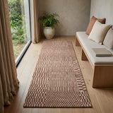 2' X 5' Brown And Beige Geometric Washable Area Rug With UV Protection