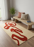 2' X 5' Beige And Red Abstract Washable Area Rug With UV Protection