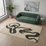 6' X 8' Beige And Green Abstract Washable Area Rug With UV Protection