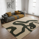 8' Beige And Green Abstract Washable Round Rug With UV Protection
